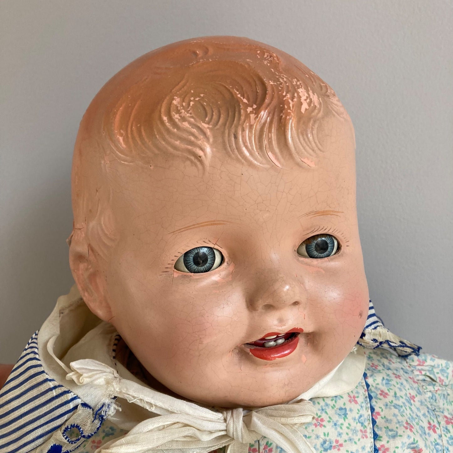 Antique 25" Doll Baby Eyes Open & Close Kinda Creepy!