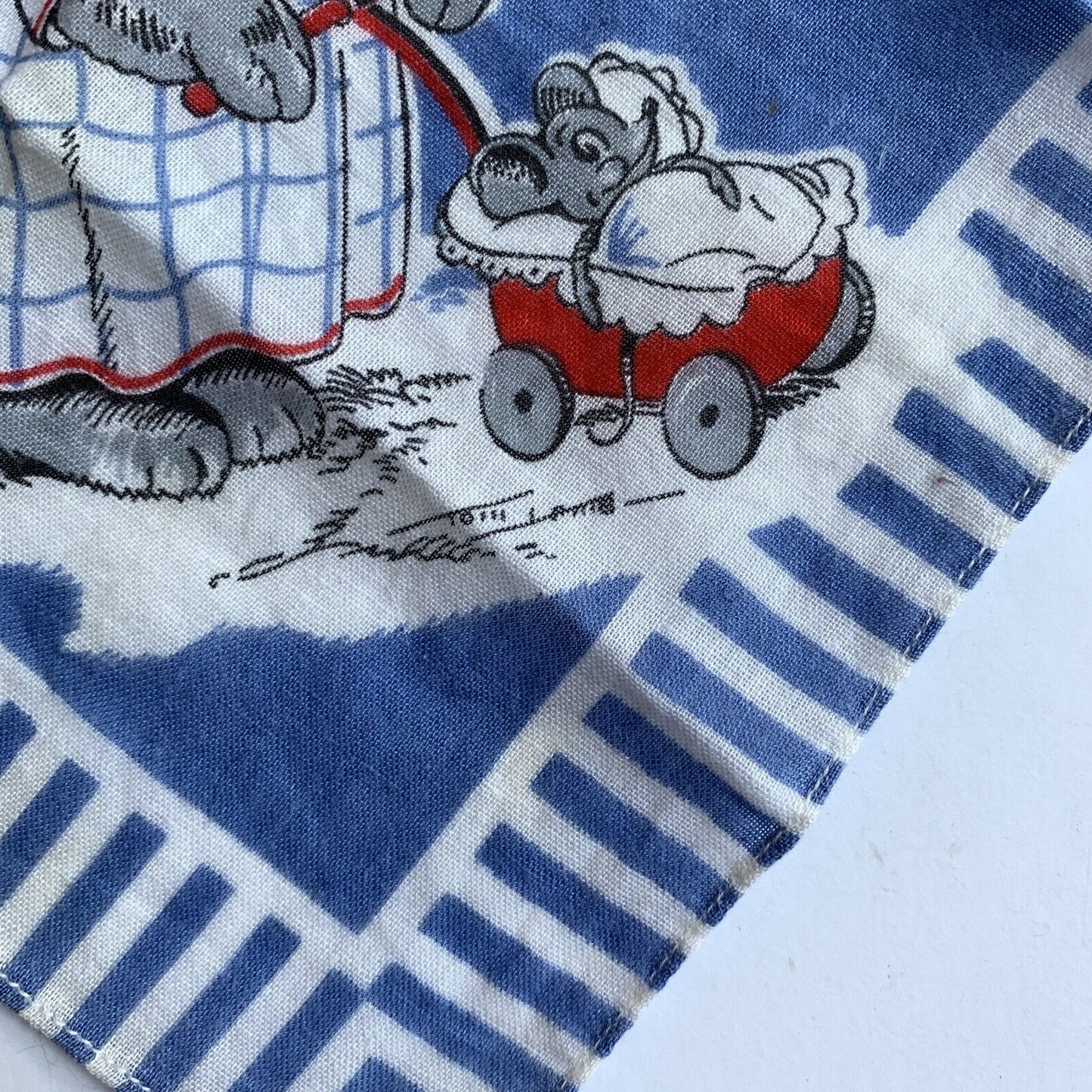 VINTAGE Child’s Handkerchief Hanky Cat Mouse Baby Buggy