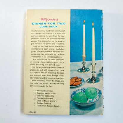 Betty Crocker's Dinner for Two Cookbook 1958 1st Edition 1st Printing