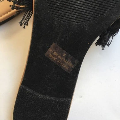 Wallflower Black Fringe Slide Sandals New