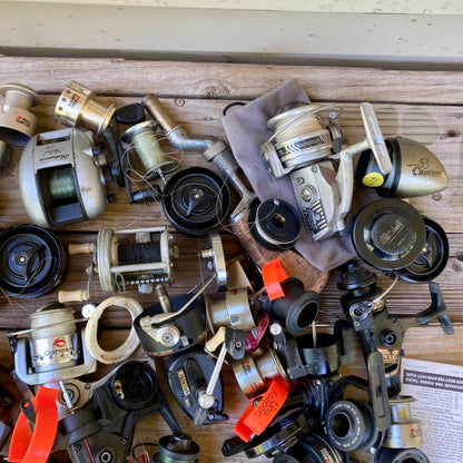 Large Lot Vintage Fishing Reel Parts FOR PARTS OR REPAIR