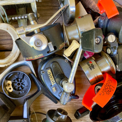 Large Lot Vintage Fishing Reel Parts FOR PARTS OR REPAIR