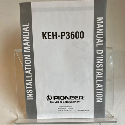 Pioneer KEH-P3600 Installation Manual Instructions Stereo Receiver Radio