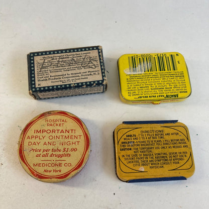 Lot 4 Vintage Medicine Tins Dr. Morse's Indian Root Pills Feen-a-mint Laxative