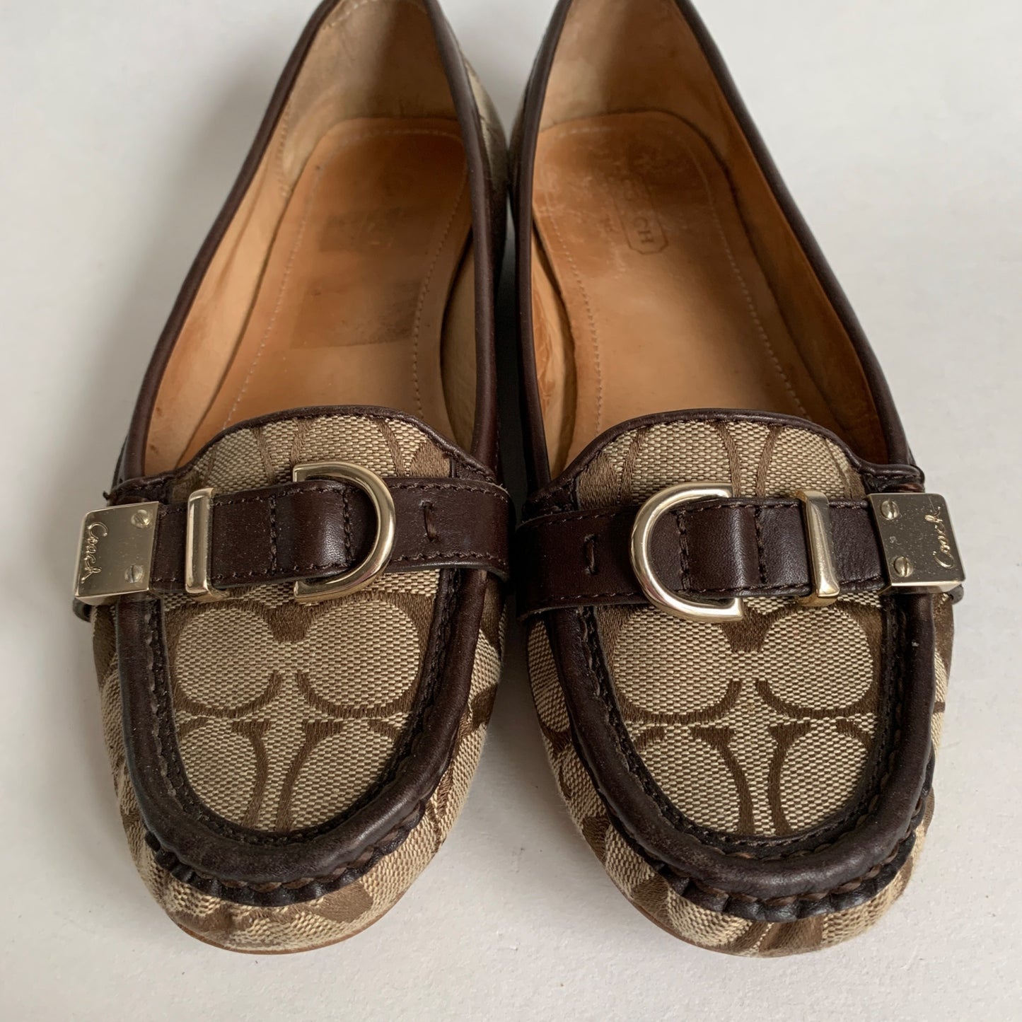 Coach Flores A2160 Signature C Brown Flats 7.5 M with Box