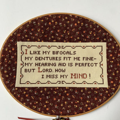 Needlepoint Art Bifocals Dentures Hearing Aid Humorous Funny