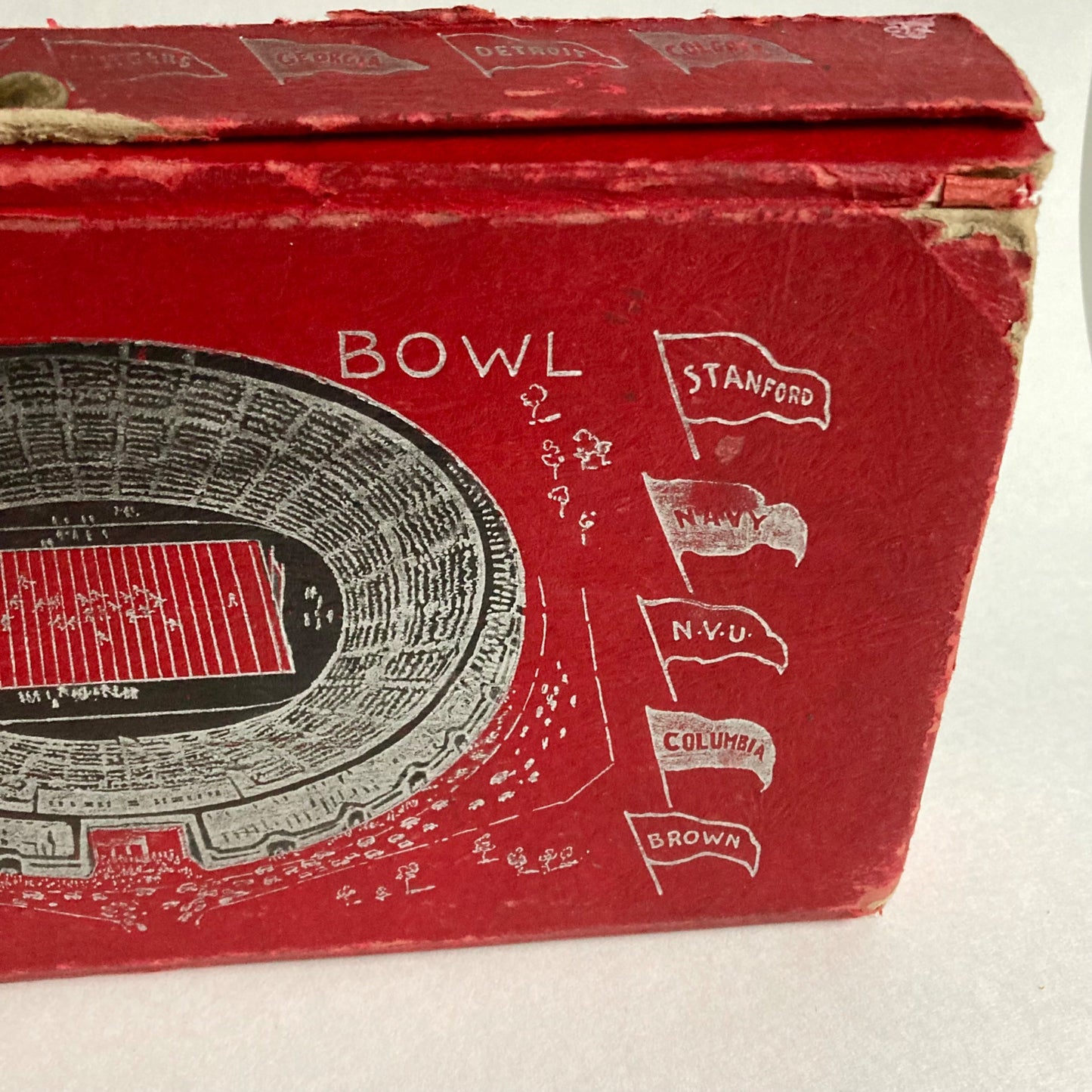 Vintage 1930's Yale Bowl All American Pencil Box RARE Ivy League Red Football