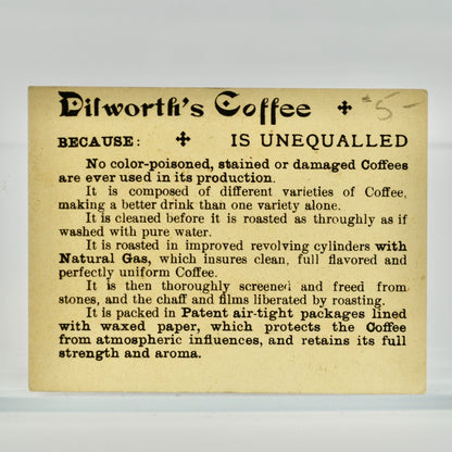 Dilworth's Coffee Antique Victorian Trading Card Girl Pug Dog