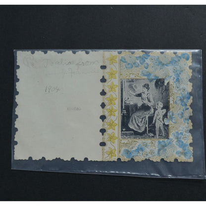 Antique 1904 Valentine's Day Card Woman Child Cherub Painting