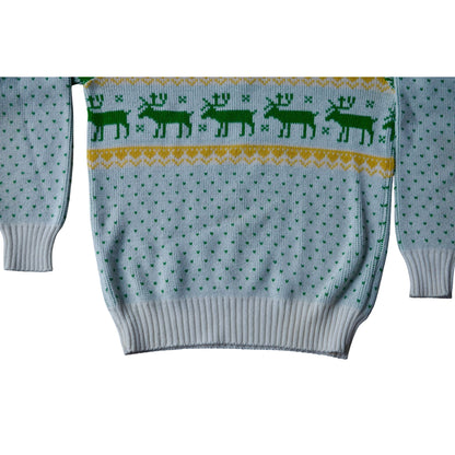 John Deere Vintage Ugly Christmas Sweater Size Small White Green Yellow