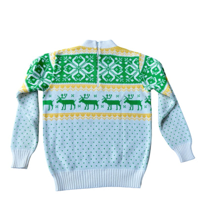 John Deere Vintage Ugly Christmas Sweater Size Small White Green Yellow