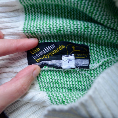 John Deere Vintage Ugly Christmas Sweater Size Small White Green Yellow