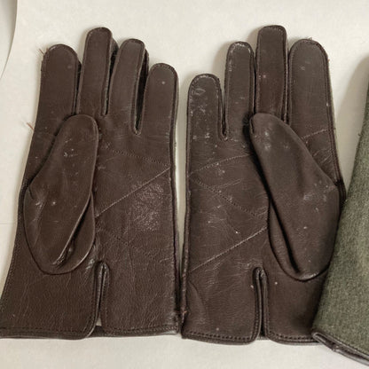 Vintage Lot 2 Pairs European Military Gloves Leather Wool