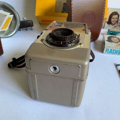 Kodak Brownie Bulls-Eye Camera Outfit In Box Flash Bulbs Leather Case