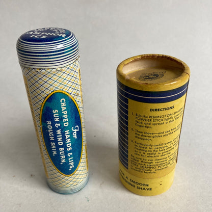 Vintage Vaseline Camphor Ice Tin & Remington Shaving Powder Stick Container