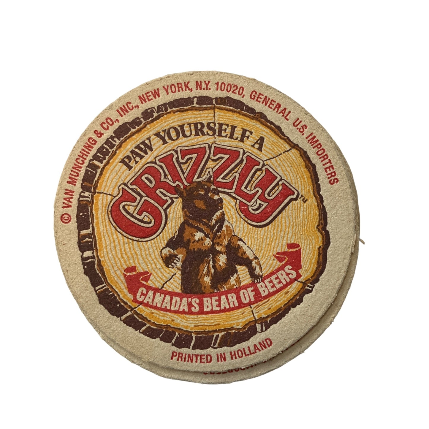 Grizzly Paw Yourself A Canada's Bear of Beers Bar Coaster