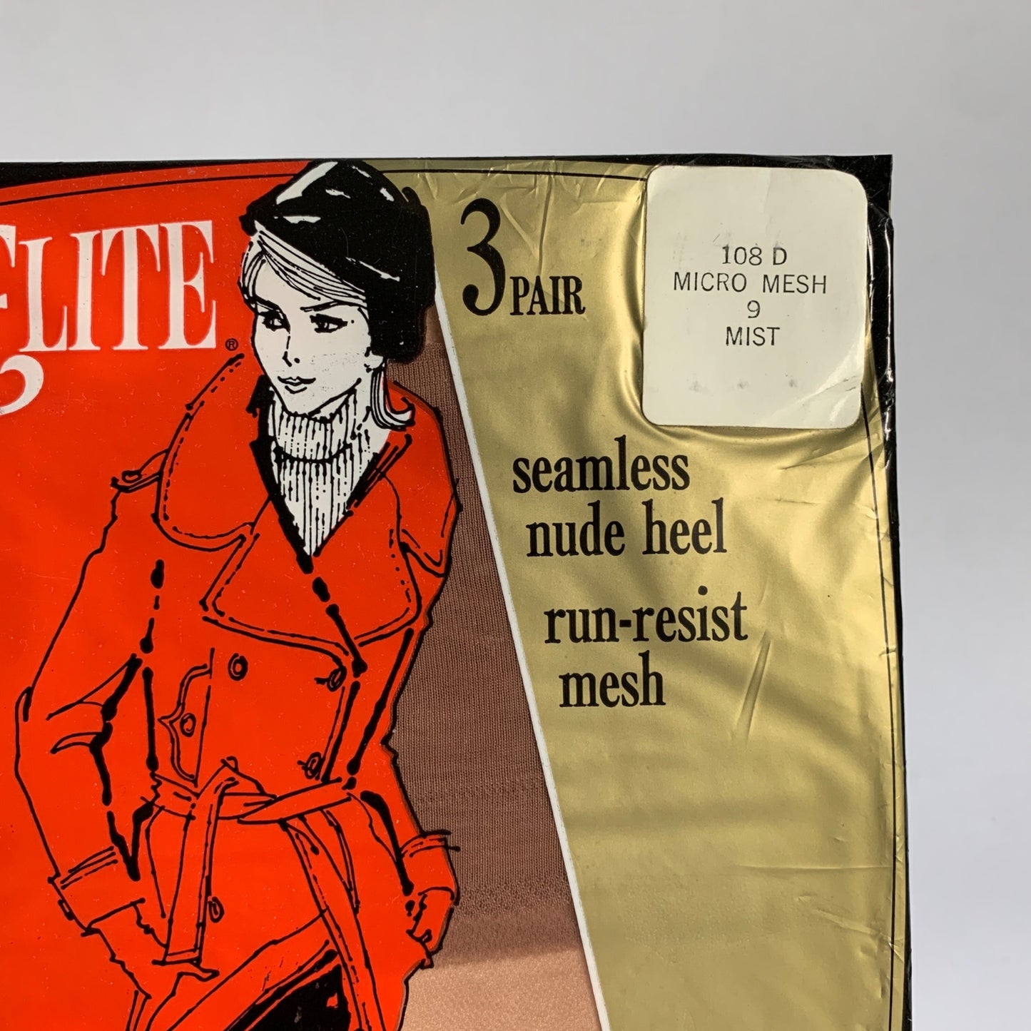 Elite Seamless Stockings Vintage Nylons Sheer Micro Mesh Size 9 Mist