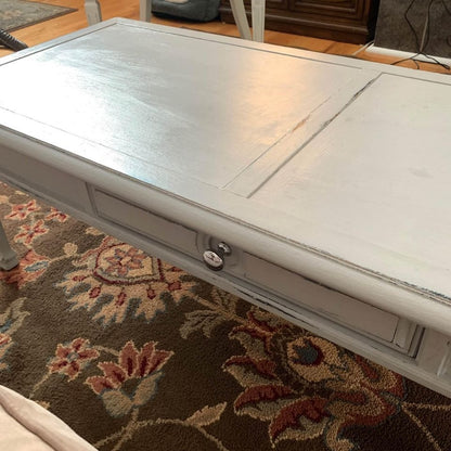 Gray Painted Distressed Coffee Table