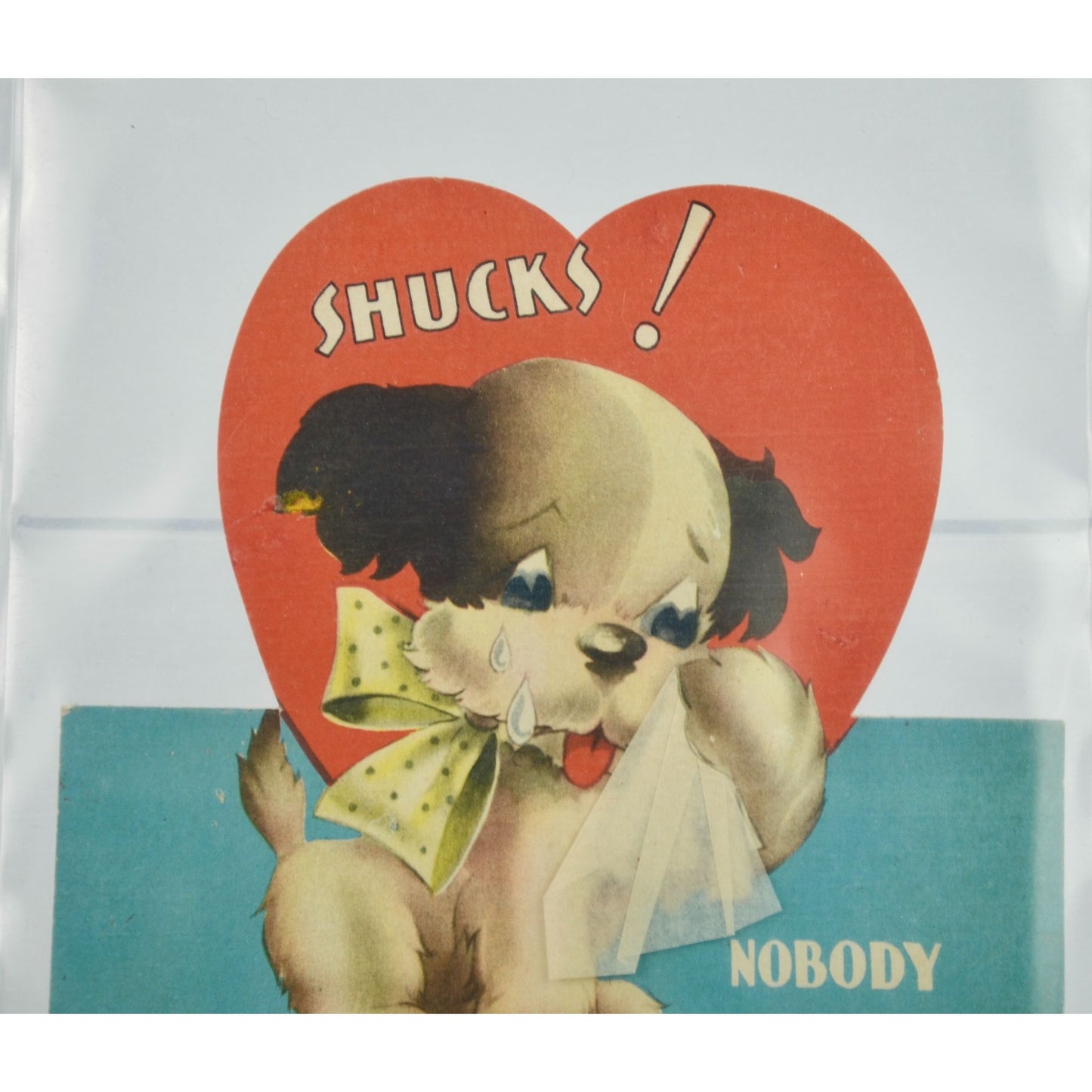 Vintage 1950s Puppy Valentine Card With Tearaway Tissue & Heart