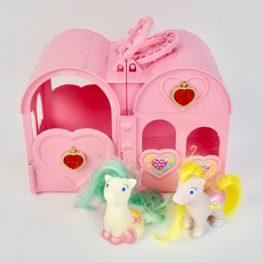 Tara Toys Pink Pony Stable and Two Ponies Vintage