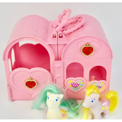 Tara Toys Pink Pony Stable and Two Ponies Vintage