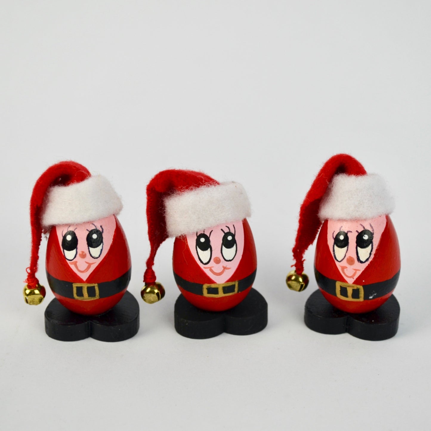 Vintage Christmas Santa Eggs Handpainted Set of 3