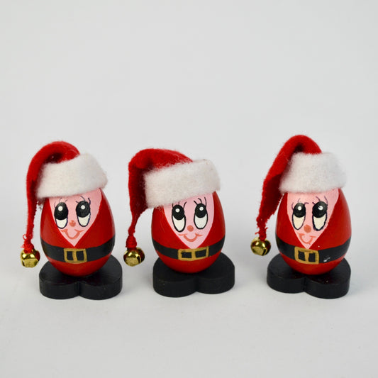 Vintage Christmas Santa Eggs Handpainted Set of 3