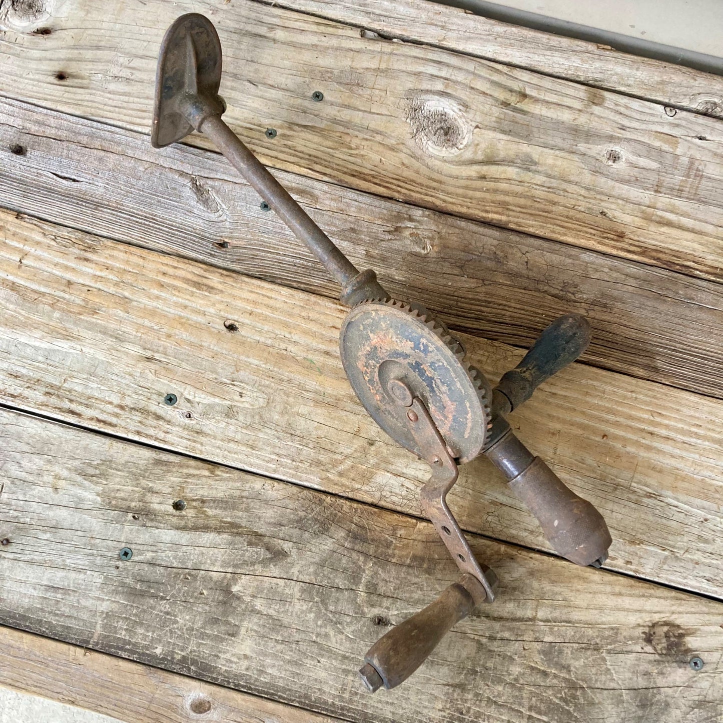 Vintage Hand Crank Shoulder Breast Drill Egg Beater Antique