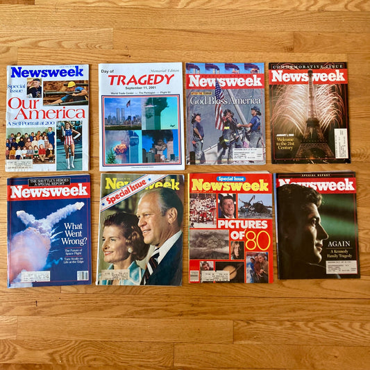 Lot 7 Vintage Newsweek Magazines + Bonus 9/11 Book 1986 Challenger 2001