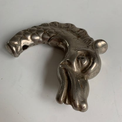 Vintage Dragon Head Walking Cane Handle Topper Hood Ornament Metal HEAVY!