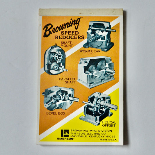 Browning Speed Reducers Advertising Notebook Graphing Paper Vintage