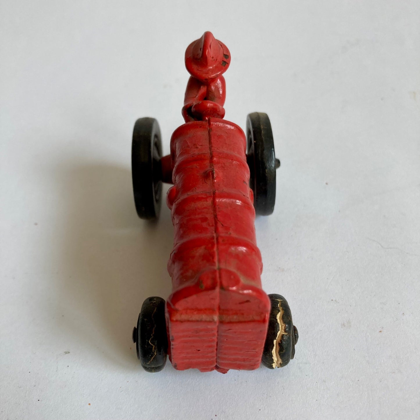 Vintage Arcade Fordson Tractor Cast Iron Toy Red w/ Farmer Man Antique 3.5"