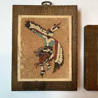 The Eagle Dance Ceremony Sand Art on Wood Pictures Pair