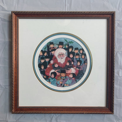 P Buckley Moss Lithograph Santa's Friends Signed Numbered Framed