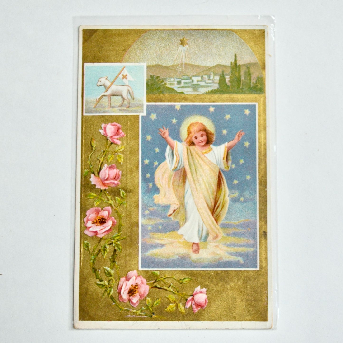 1909 Antique Angel Christmas Postcard Star of Bethlehem