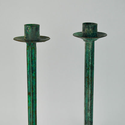 Oxidized Metal Taper Candlestick Holders Pair of 2 India