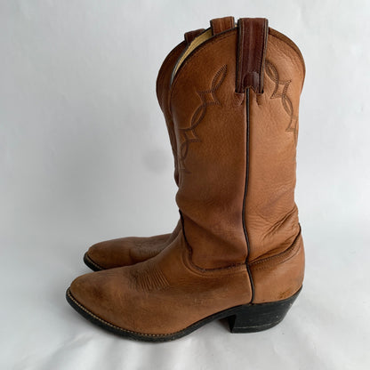 Abilene Vintage Men's Brown Cowboy Boots Elk ? Leather SUPER SOFT Size 9 EE