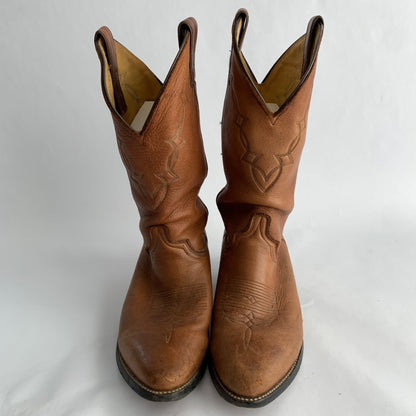 Abilene Vintage Men's Brown Cowboy Boots Elk ? Leather SUPER SOFT Size 9 EE