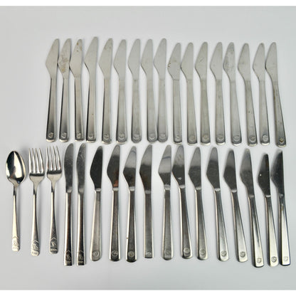34 Piece Vintage Northwest Airlines Silverware Flatware Pieces