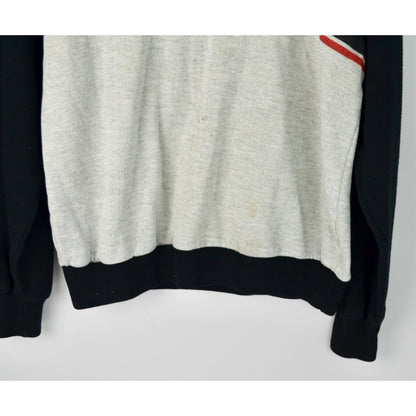 1980s Wilson Men's Black Heather Gray Sweatshirt Vintage Pullover V Neck
