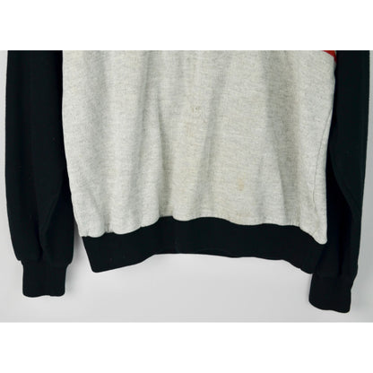 1980s Wilson Men's Black Heather Gray Sweatshirt Vintage Pullover V Neck