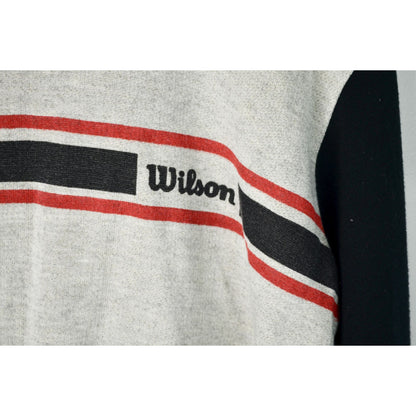 1980s Wilson Men's Black Heather Gray Sweatshirt Vintage Pullover V Neck