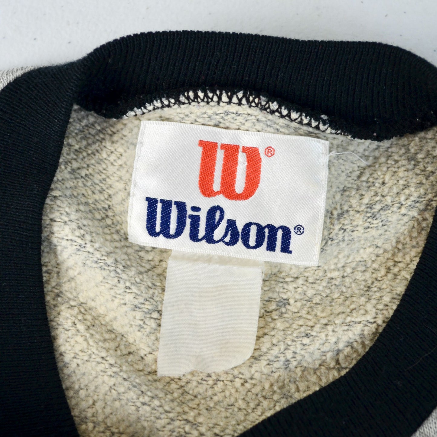 1980s Wilson Men's Black Heather Gray Sweatshirt Vintage Pullover V Neck