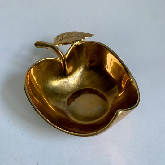 Vintage Brass Apple Candy Trinket Dish