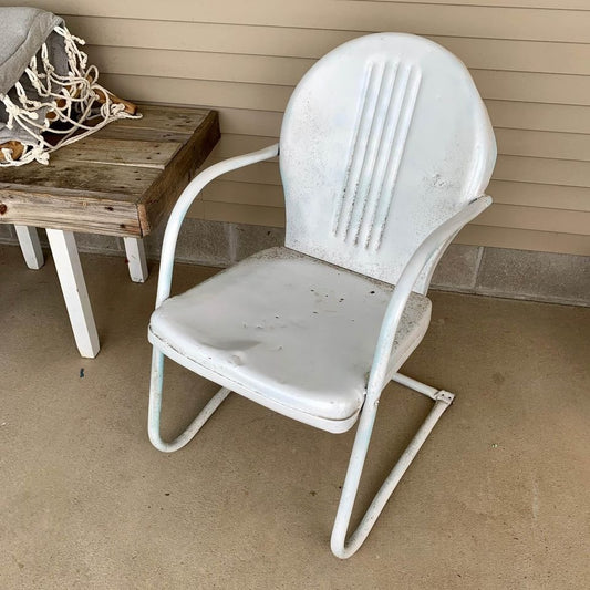 Vintage Metal Garden Chair White