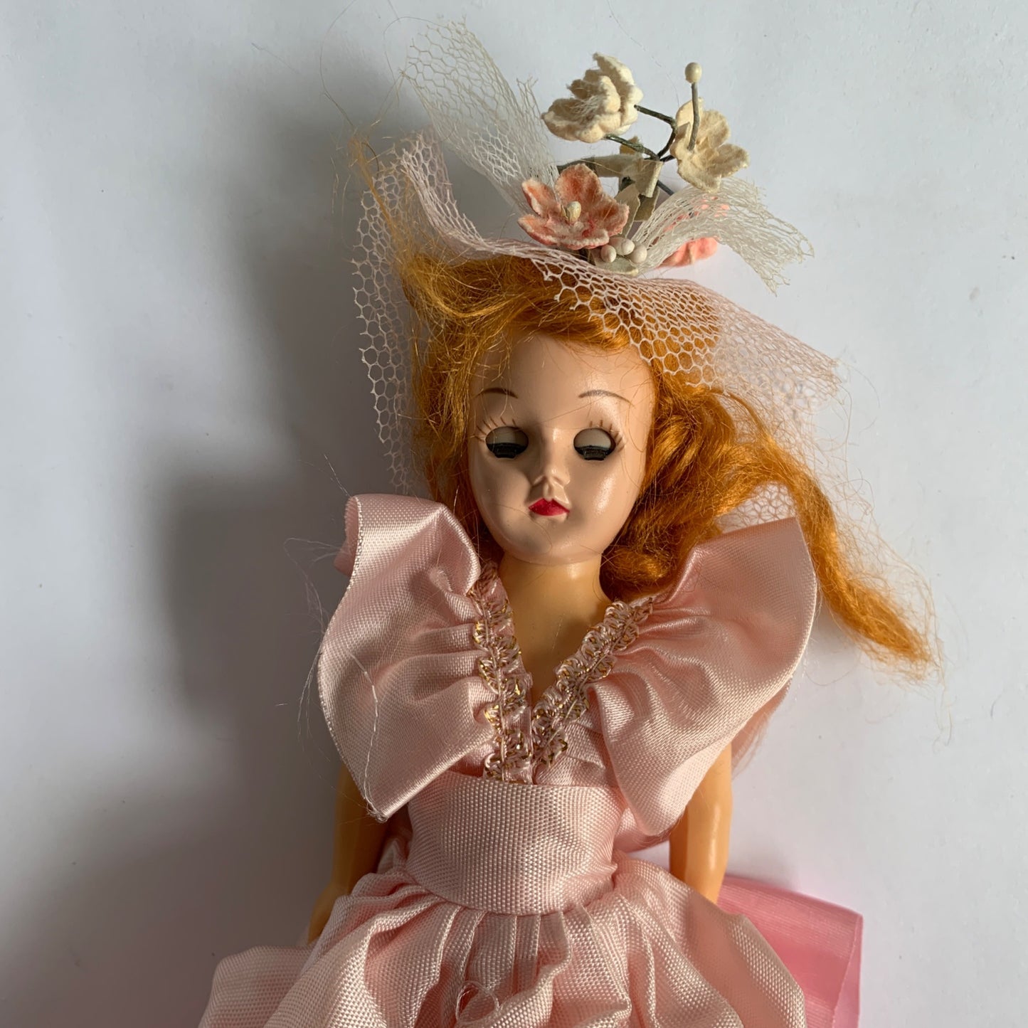 Vintage Hard Plastic Doll Redhead from Candy Box