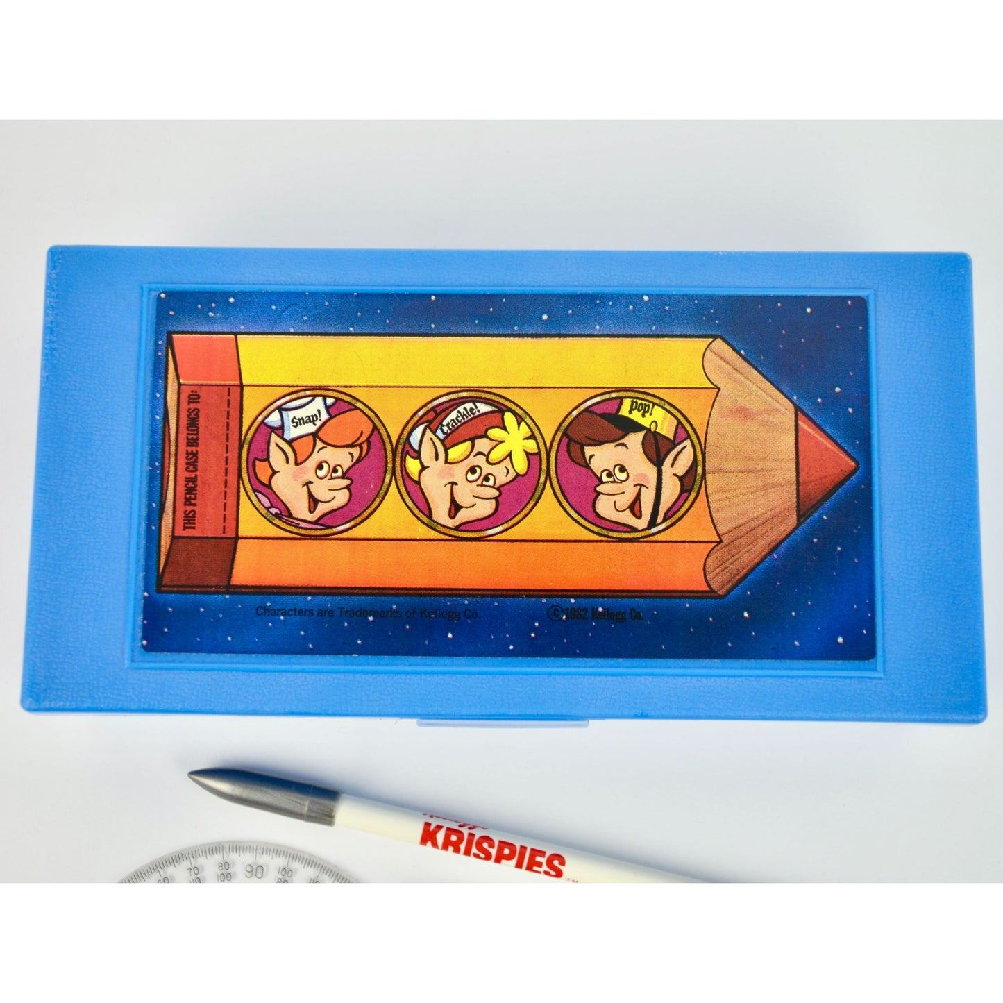 1982 Rice Krispies Blue Pencil Box with Contents