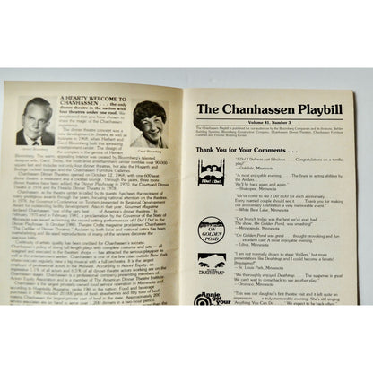 Chanhassen Playbill Volume 81 Number 3 Vintage