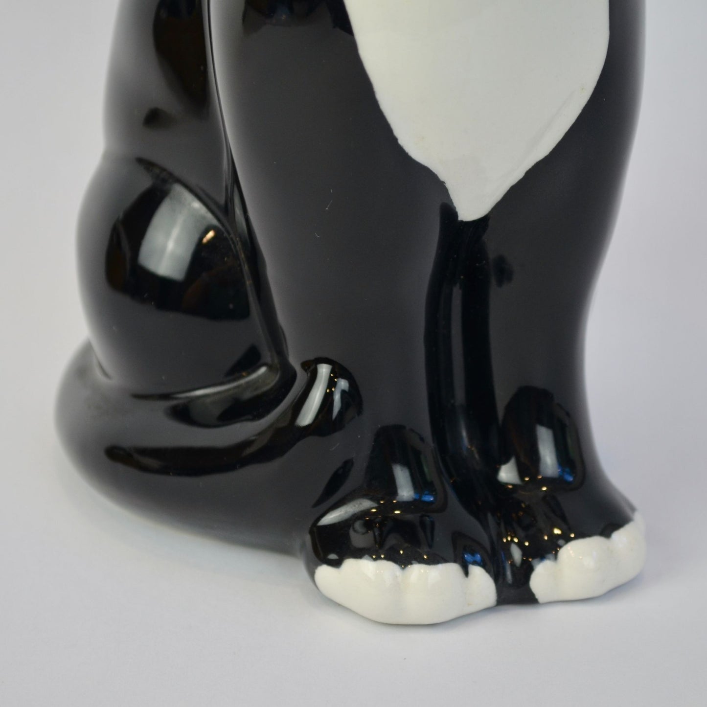 ELPA Portugal Black White Tuxedo Ceramic Cat Glass Eyes Vintage