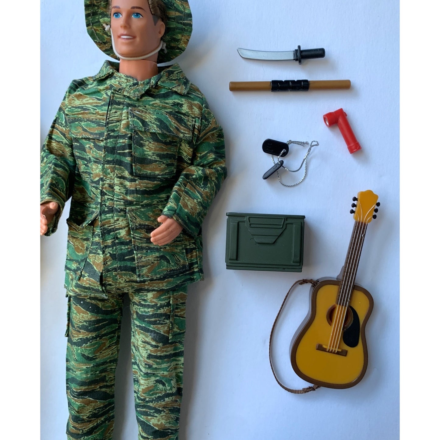 Vintage GI G I Joe 12" Dolls Lot of 2 Accessories Clothes Boots Weapons Guitar